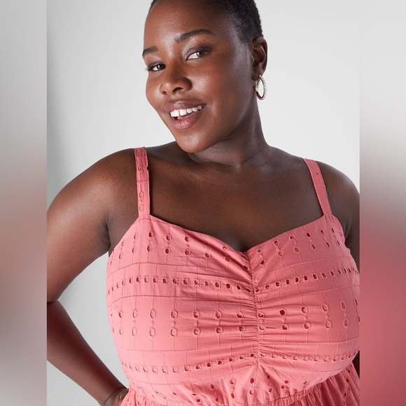 Lane Bryant pink eyelet sweetheart midi dress size 14 feminine coquette colorful - Picture 3 of 11